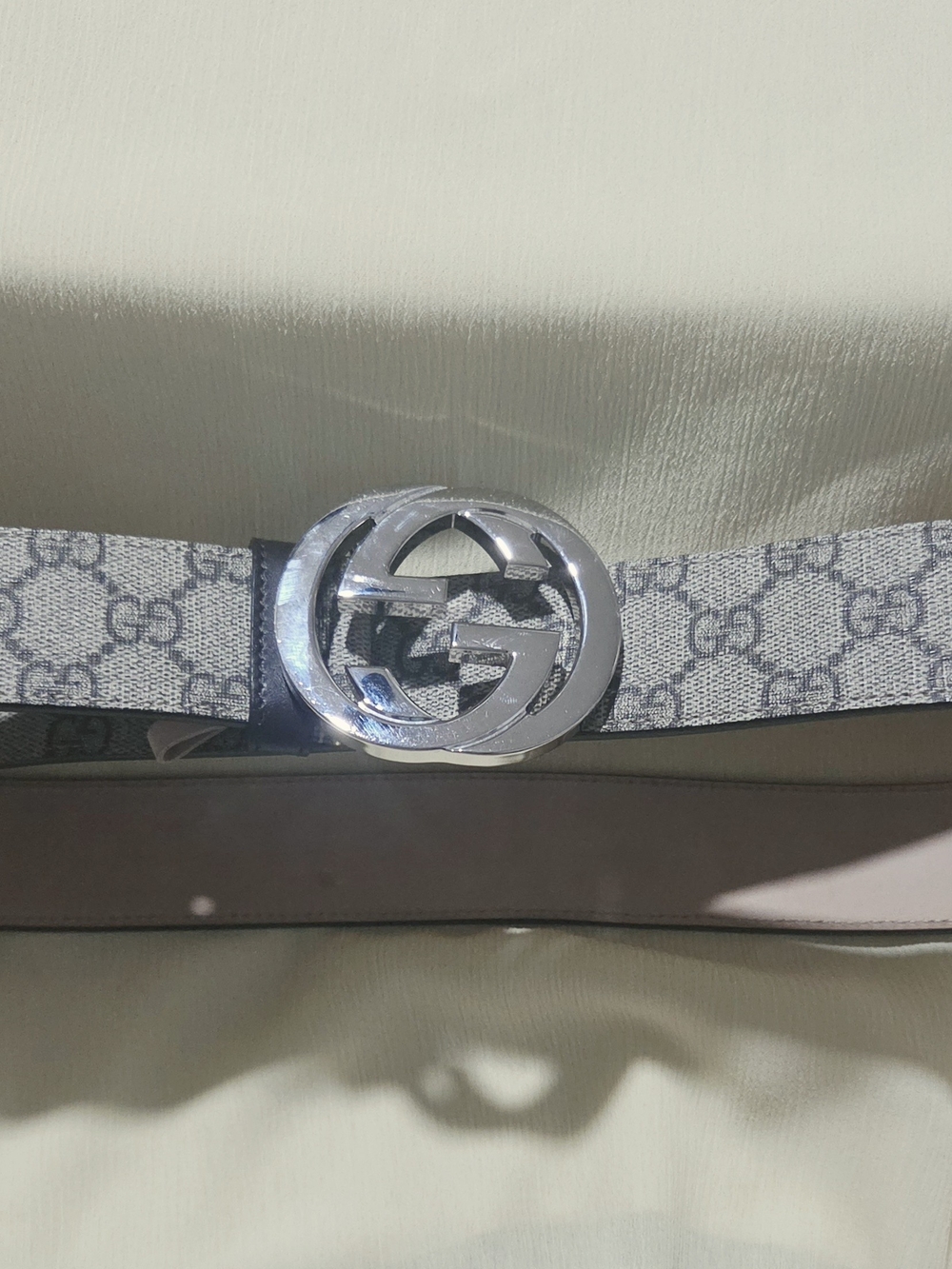 Gucci GG Logo Monogram Canvas Belt in Gray